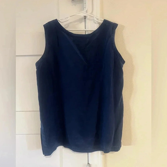 Oscar de la Renta Blue 100% Silk Sleeveless Blouse Tank Size Small EUC - Picture 3 of 4